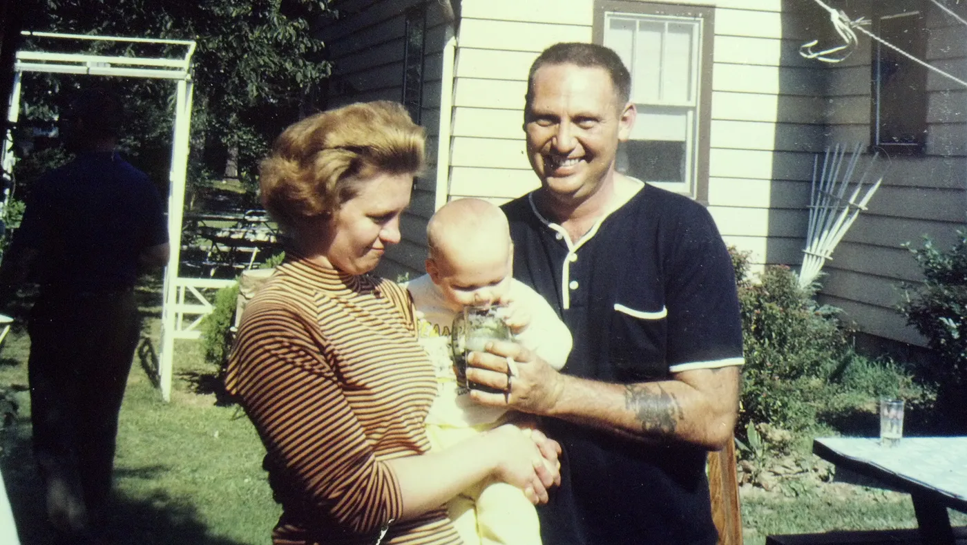 Richard George and Dolores L'HommeDieu in the family backyard